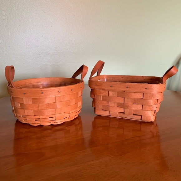 Longaberger Other - Longaberger Leather Handle Baskets with Liners (2)